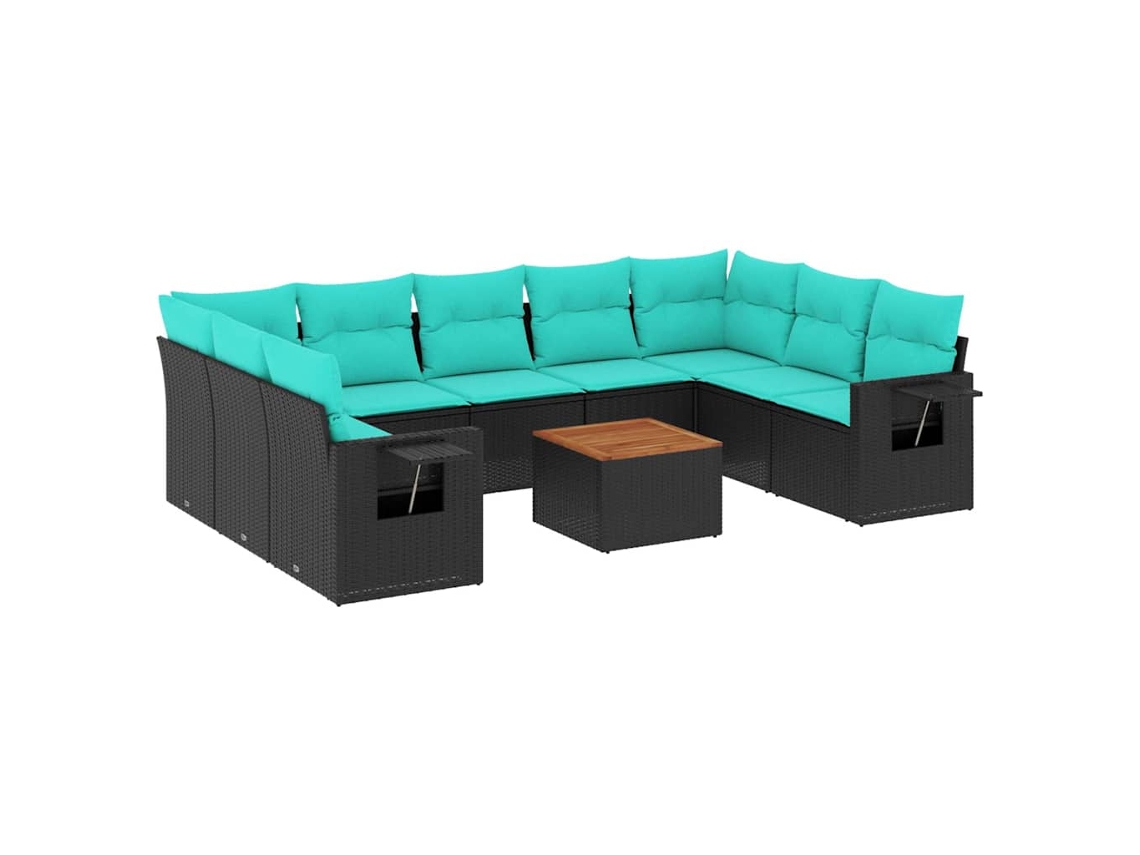Maison Exclusive - Conjunto De Sofá De Jardín De 10 Piezas Con Cojines, De Poliratán Negro