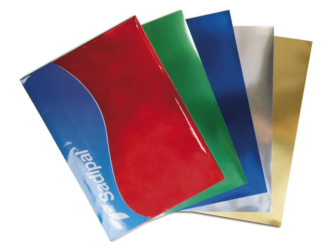 Cartolina Metal SADIPAL A4 225G Pack C/5 Vermelho; Verde; Azul; Prata; Ouro2 0285 /20287