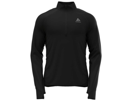 Camiseta de Hombre para Running ODLO Meio Zíper Zeroweight Negro (XL)