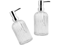 Nuobesty Juego De 2 Botellas Dispensadoras Con Bomba De 400 Ml En Vidrio Estriado
