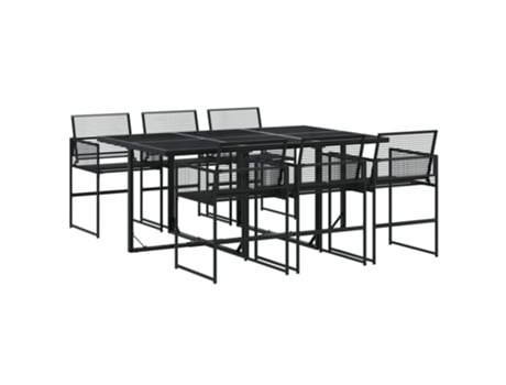 Conjunto 7 de comedor de jardín VIDAXL ratán sintético negro