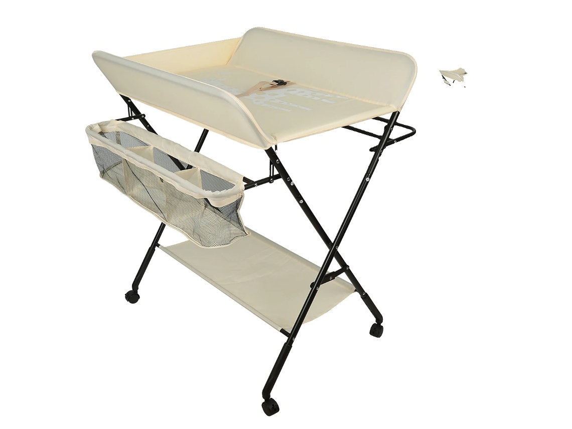 Cambiador para bebés, diseño resistente, materiales ecológicos, color beige.