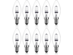 Rebe-bombilla Halógena Regulable E14 C35 42w 220-240v Blanco Cálido 2700k Transparente 360° 613lm 10 Piezas