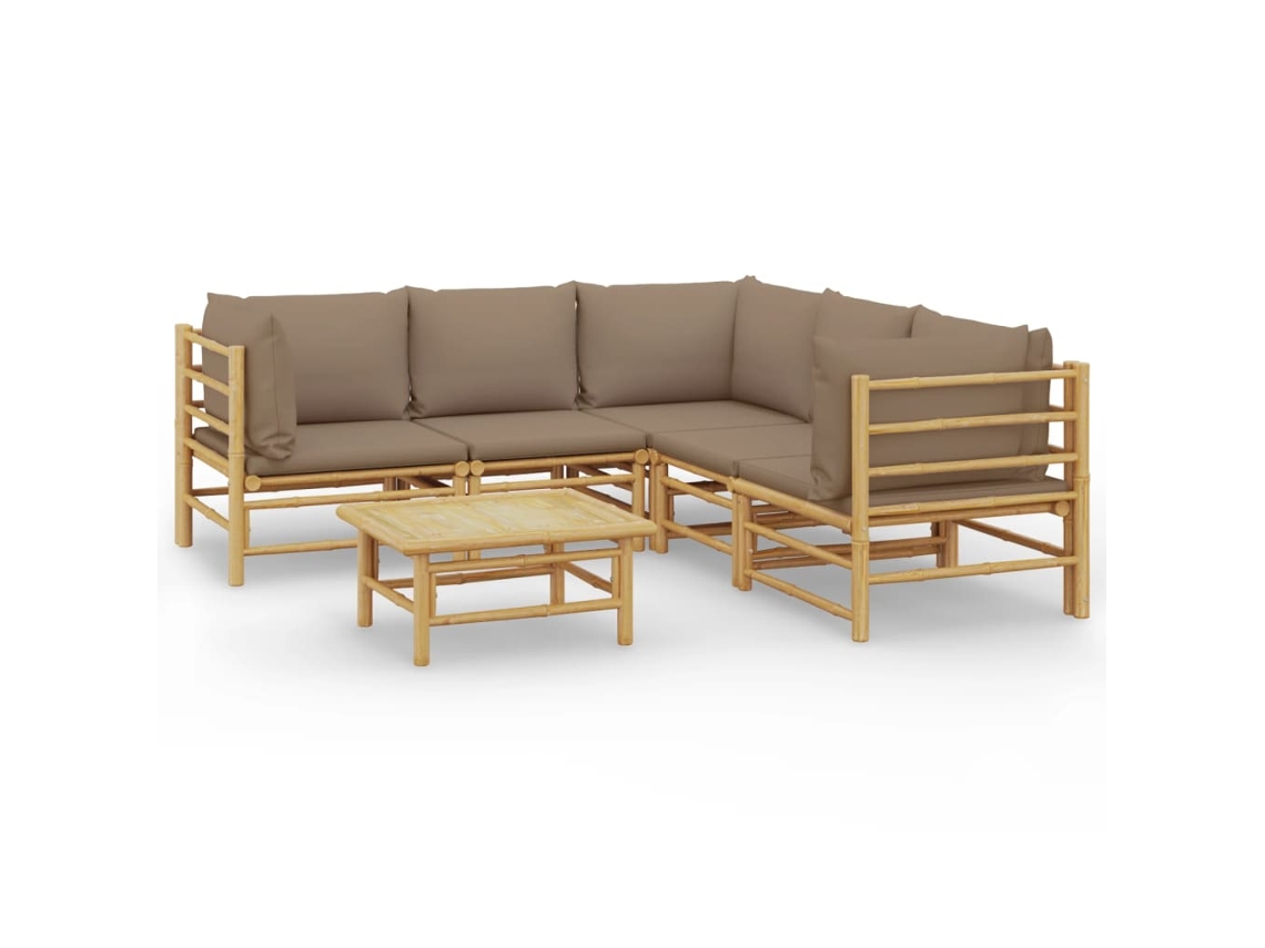 Maison Exclusive - Set De Muebles De Jardín 6 Piezas Bambú Con Cojines Gris Taupé
