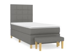 Maison Exclusive - Cama Box Spring Con Colchón Tela Gris Oscuro 90x190 Cm