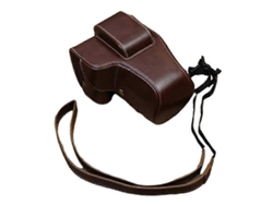Bolsa para cámara compatible con Canon EOS 200D/250D, funda protectora retro de piel sintética antiarañazos con correa Facpoet (200D II)