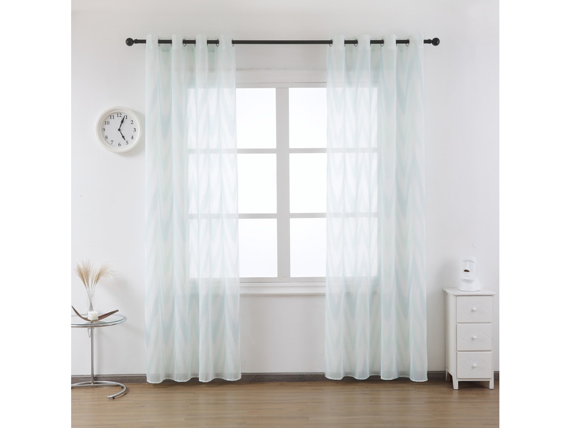 Cortina de gasa estampada 140 x 260 cm Turquesa - Individual