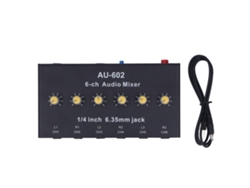 Misturador de Áudio 6 Canais Compacto Estéreo Mono 6 Entradas 2 Saídas com Plug 6.3mm