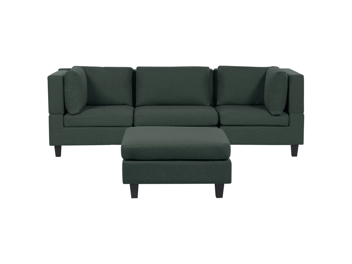 Sofá con reposapiés BELIANI Unstad de Poliéster Verde 228x76x72