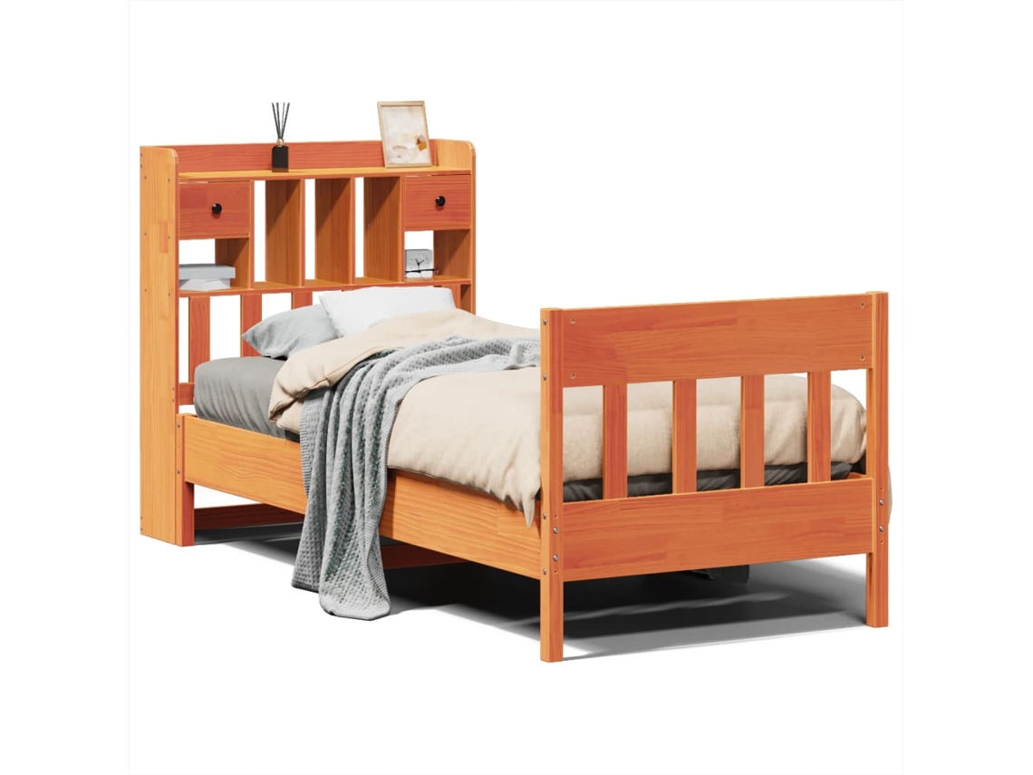Maison Exclusive - Cama Sin Colchón Madera Maciza De Pino Marrón Cera 100x200 Cm