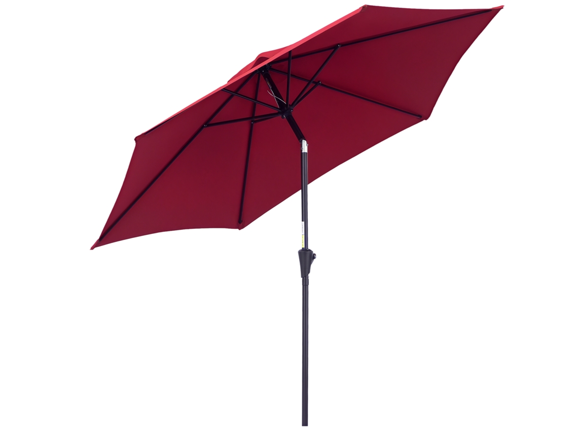 Sombrilla plegable de aluminio para mercado, Ø2,6 m, color rojo.