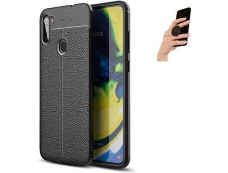 Funda y Popsocket para Samsung M11 PHONESHIELD Rugged Leather Anti Choque Negro