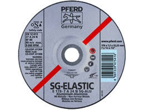 Disco PFERD Desbaste Línea Sg-Elastic Alto Rendimiento Aluminio/Metales No Férricos (125-7 A 24 N Sg-Alu/22 23)