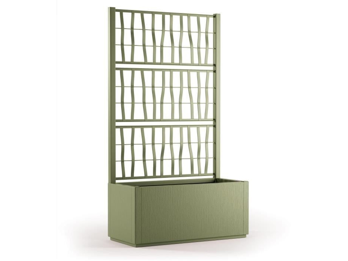Jardinera Ethica rectangular 80 cm con celosía verde STEFANPLAST