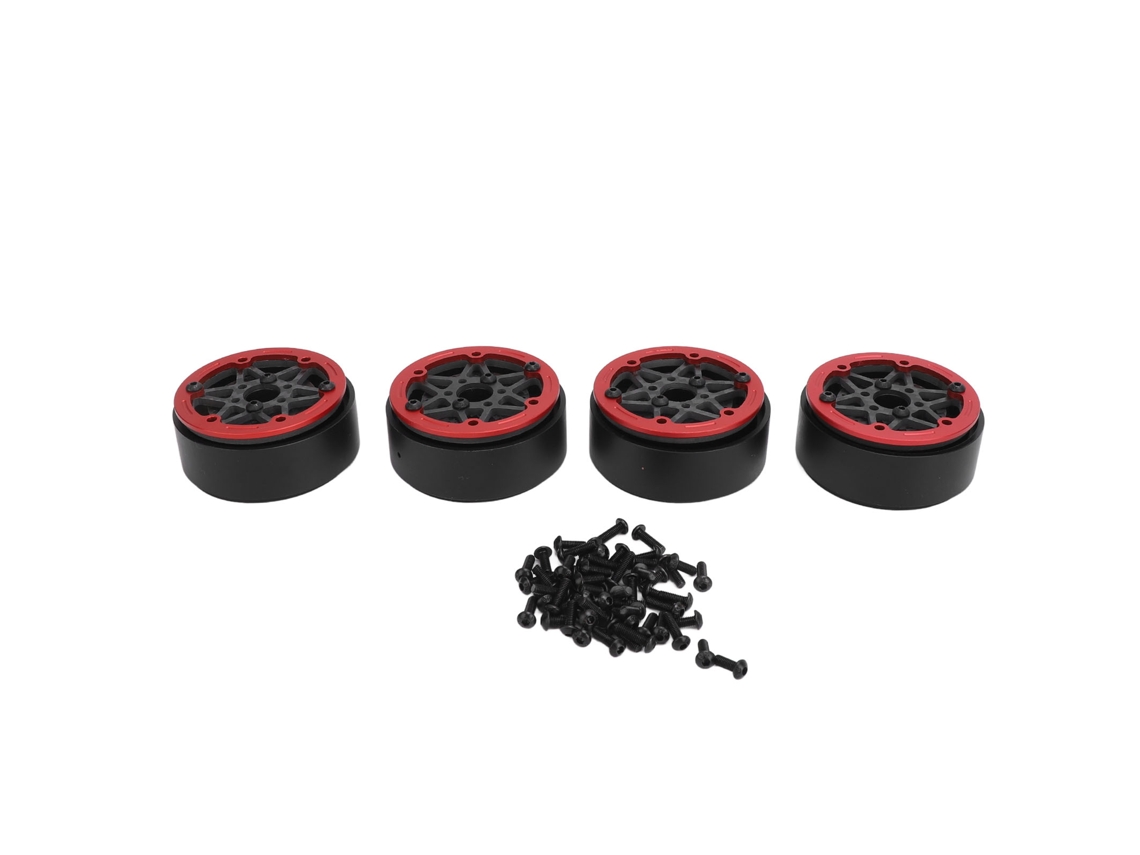 Llantas Beadlock De 1,9 Pulgadas De Fibra De Carbono Para Coche Rc Crawler 1/10 Scx10 Rr10 Rojas