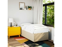 Estructura De Cama Sin Colchón Tela Crema 80x200 Cm