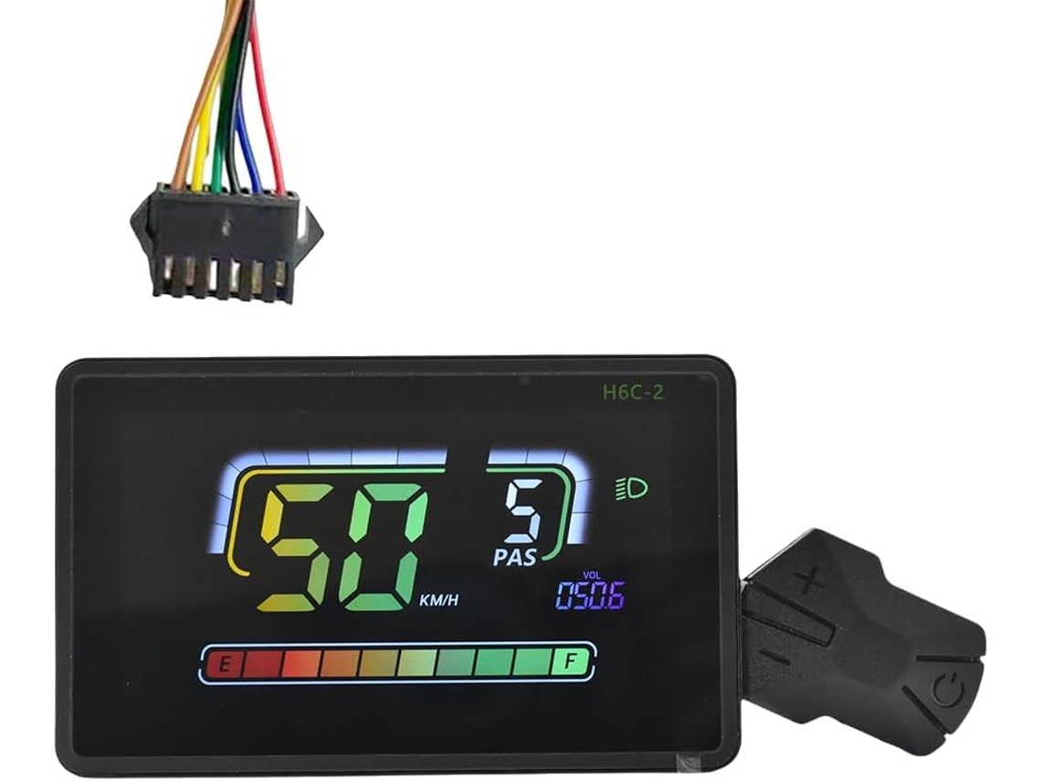 Velocímetro para bicicleta eléctrica H6c 2 con pantalla LCD, conector UART 24 V 60 V a SM52 Gokoco