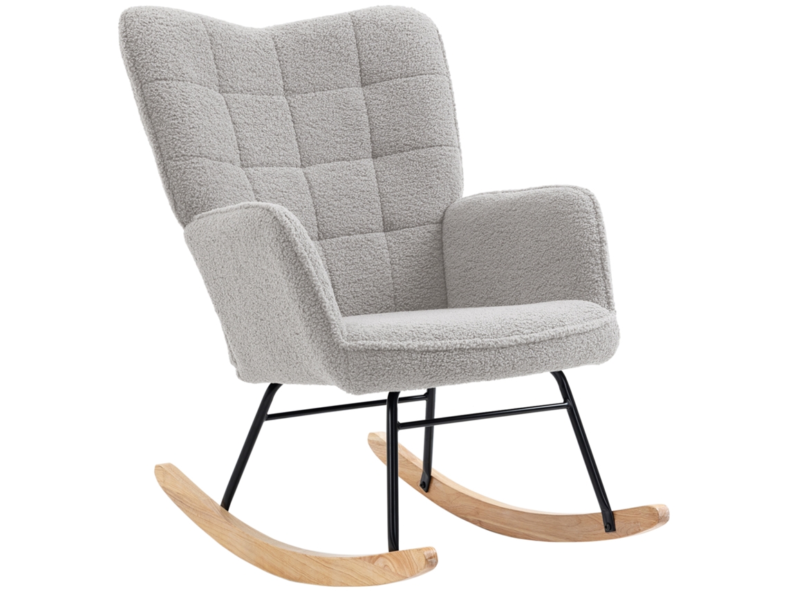 Cadeira De Balanço, Design Ergonômico, Bases De Madeira Maciça, Suporta Até 120 Kg, Cinza-claro