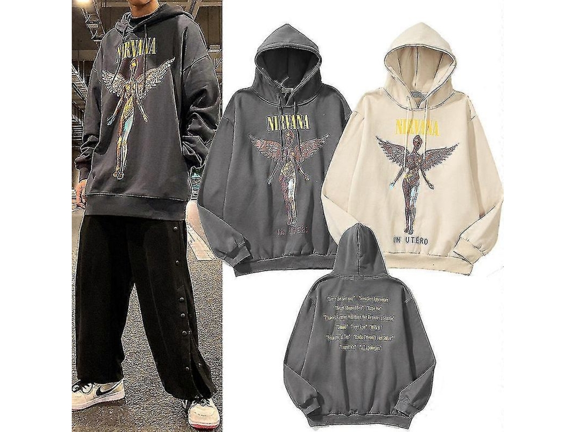 Sudadera Con Capucha Nirvana Angel Dark High Street Rock Hip Hop Kangaroo - Tallas M, Xl, Xxl