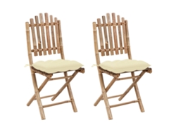 Sillas de jardín plegables de bambú DKD Home Decor con cojines, 2 unidades