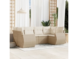 Conjunto de sofá de jardín de 6 piezas con cojines, mimbre sintético beige, Dkd Home Decor