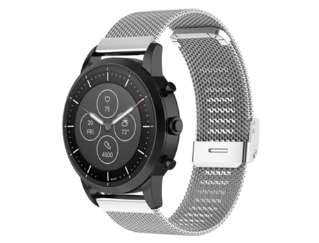 Correa de reloj de malla metálica de 22 mm para reloj inteligente híbrido Fossil HR, Explorist HR Gen 4 para hombre, deportivo para hombre (platead...