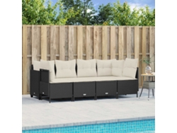 Conjunto de sofá de jardín de 5 piezas con cojines de mimbre sintético negro, Dkd Home Decor