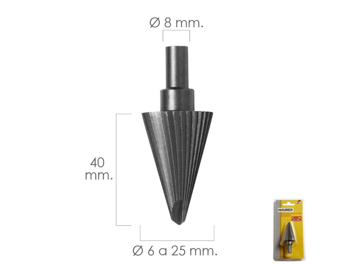 Fresa Conica Hss Ø 6-25 mm Para Taladro / Fresadora MAURER