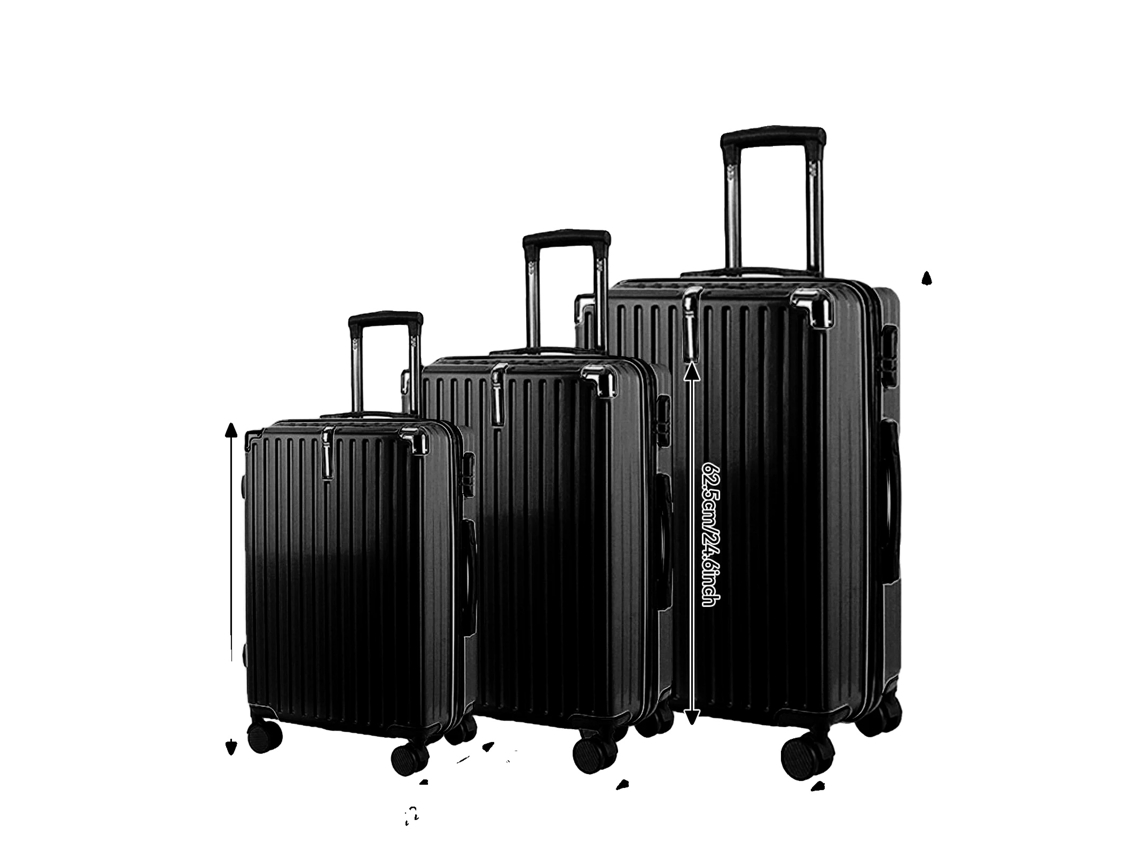 Juego de maletas, material ABS resistente, candado aprobado por la TSA, estilo C, negro, tallas M/L/XL (OEM).