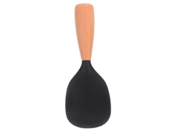 Espátula de silicona antiadherente y resistente al calor para ollas arroceras, con mango ergonómico de madera.