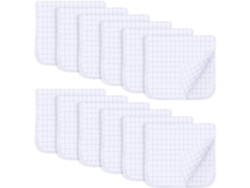 12 Baberos Grandes De Algodón Con Estampado De Mejillones - Suaves Y Absorbentes Para Bebés Niños Y Niñas - Blancos