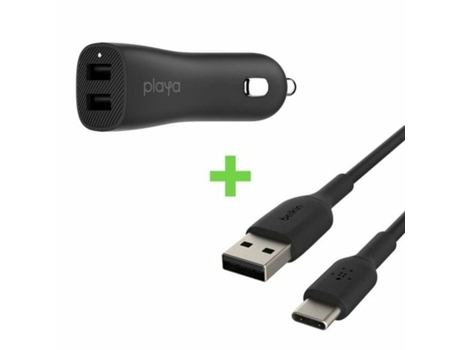 Cargador de Coche USB Universal + Cable USB C Belkin Playa