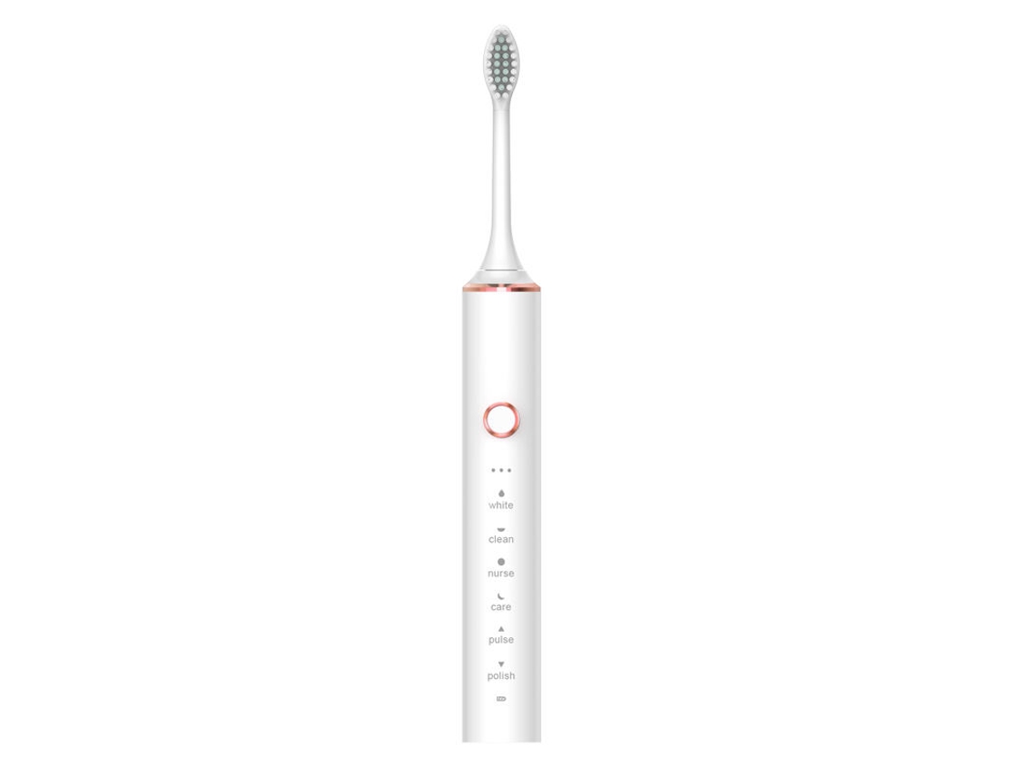 Cepillo de dientes eléctrico magnético Sfushos con cerdas suaves, blanco (8 cabezales, estuche incluido)