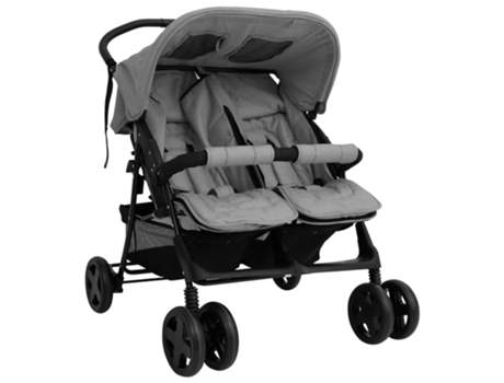 vidaXL Carrito para gemelos de acero gris claro