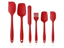 2026-conjunto De 6 Utensílios De Cozinha De Silicone Vermelho, Espátulas E Colheres, Resistente Ao Calor, Aprovado Pela Fda