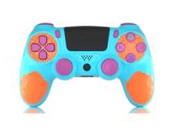Controlador inalámbrico compatible con PS4/PS4 Slim/PS4 Pro con sensor de movimiento de 6 ejes/conector de audio de 3,5 mm, Mora azul
