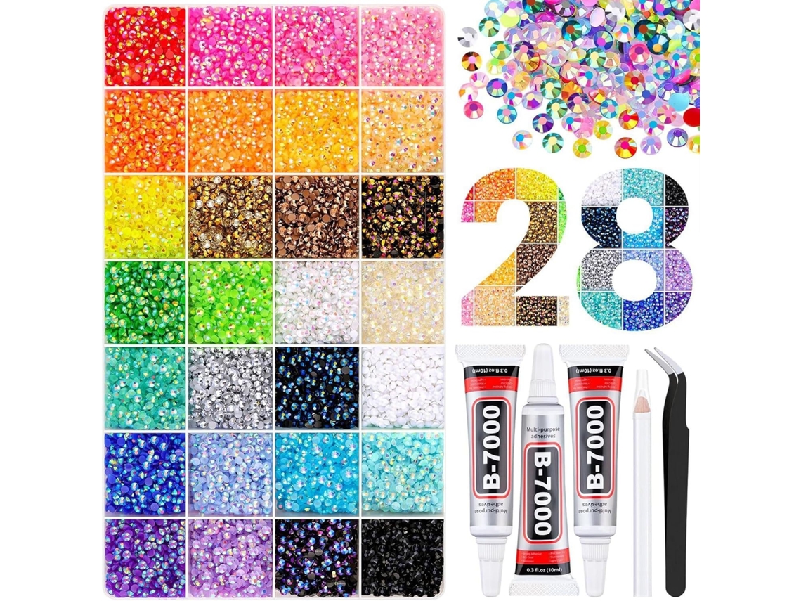 Kit De Decoración Con Diamantes De Imitación Y Herramientas, Ideal Para Decorar Ropa Y Uñas (28 Cuadrículas). Czhhmart