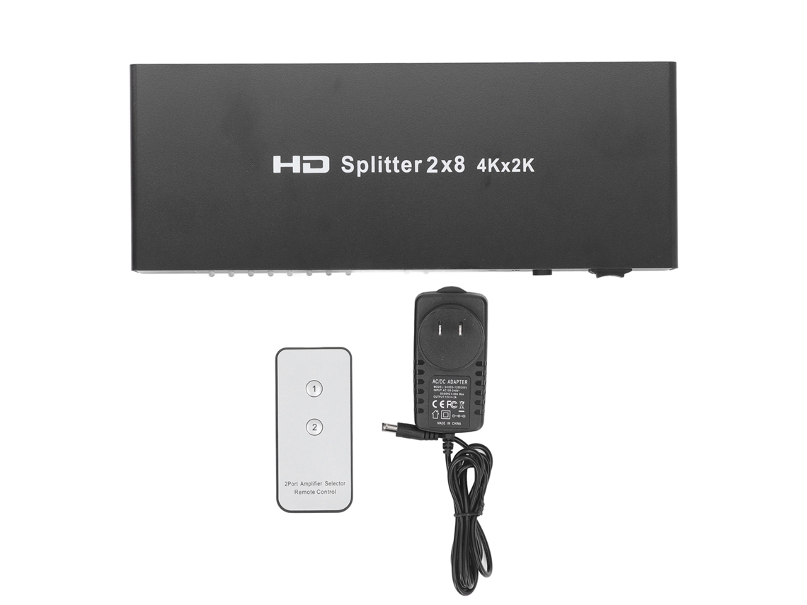 Conmutador Splitter Hdmi 2 Entradas 8 Salidas Video Hd 4k Con Control Remoto Enchufe Us