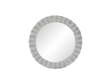 Espejo de pared DKD Home Decor Cristal MDF Blanco Mimbre Cottage (63 x 4 x 63 cm) (63 x 63 x 4 cm)