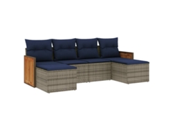 Maison Exclusive - Conjunto De Sofá De Jardín De 6 Piezas Con Cojines, Poliratán Gris