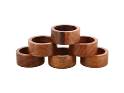 2026-anillos De Servilleta De Madera Artesanal Sleek Plano Para Uso Diario Decorativo - Set De 6
