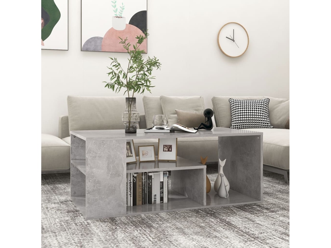Mesa de Centro Apoyo 100X50X40 cm Contrachapado Gris Cemento