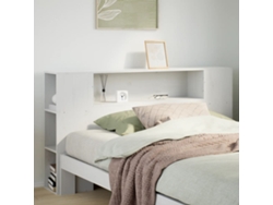 Cabecero De Cama Almacenaje Madera Maciza Pino Blanco 120 Cm