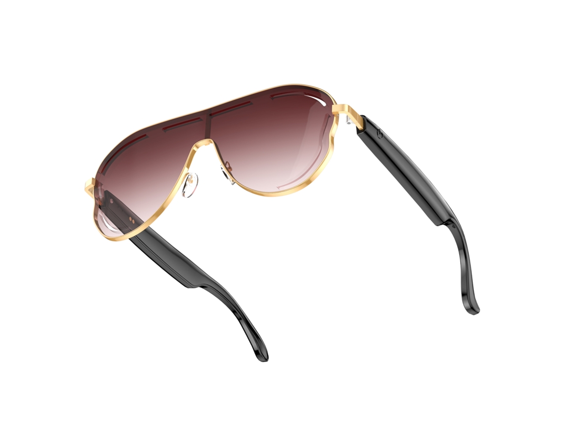 Gafas inteligentes Chrui A17 con videollamadas, traducción con IA y audio Bluetooth (doradas y rojas)
