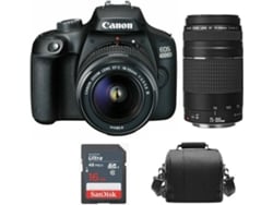 Kit Cámara Réflex CANON EOS 4000D EF-S 18-55MM F3.5-5.6 III + EF 75-300MM F4-5.6 III + Bolsa + SD16GB