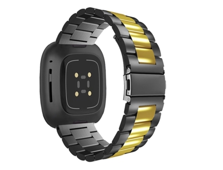 Correa Acero para Fitbit by Google Versa 2 Negro y Dorado