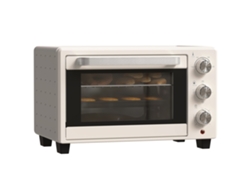 Mini horno de 21 litros con 1 rejilla, 1 bandeja para hornear, 3 niveles de temperatura, de 100 °C a 230 °C, acero inoxidable y cristal blanco crema, ZENCORE SERVICES