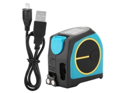 Medidor De Distancia Láser 2 En 1 Con Cinta Métrica De 5 M, Pantalla Lcd Digital Y Cable Recargable Usb De 40 M.