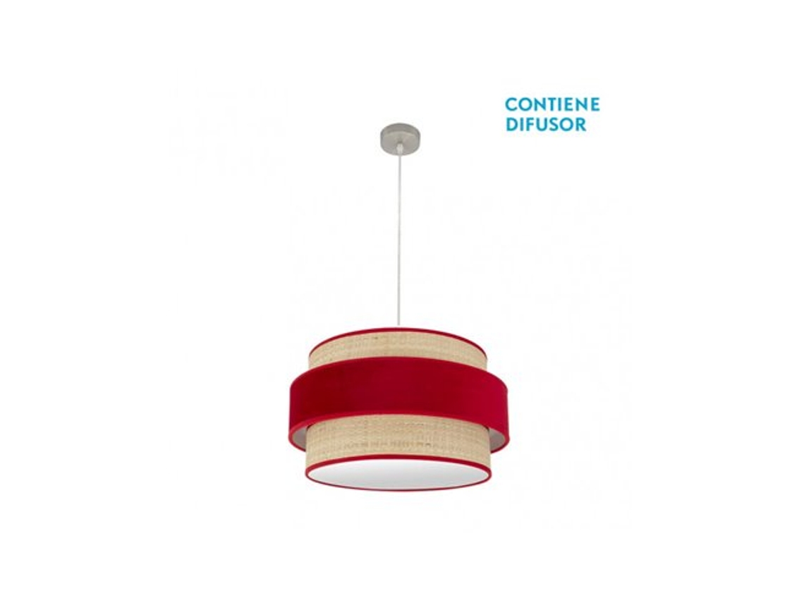 Lámpara colgante Reyes 2x27 níquel/rojo natural, 50 x 50 cm, Fabrilamp