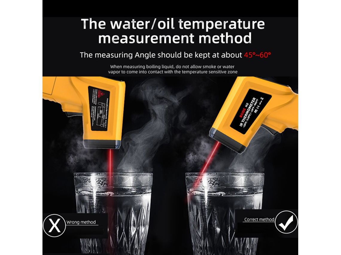 Termómetro Láser Infrarrojo Portátil De -50~530℃ Con Relación 12:1 Para Mediciones Industriales, De Cocina Y Automotrices.